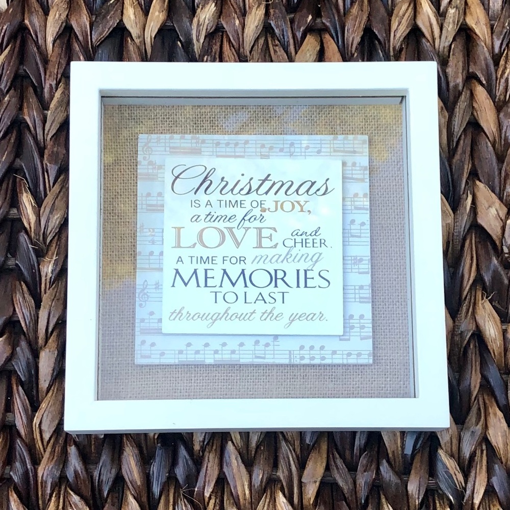 Christmas Decoration Burlap White Frame